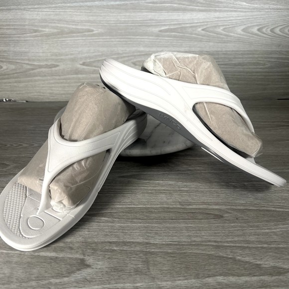 Aetrex Sandals Women’s 11 White Flip Flops Lynco Orthotic Arch Support Comfort - Picture 8 of 15